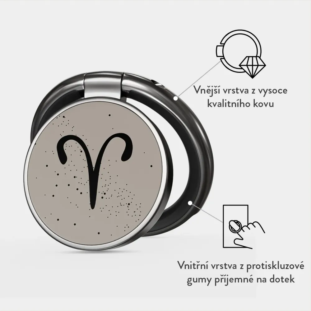 Aries - Nalepovací držák na prst Antracitova
