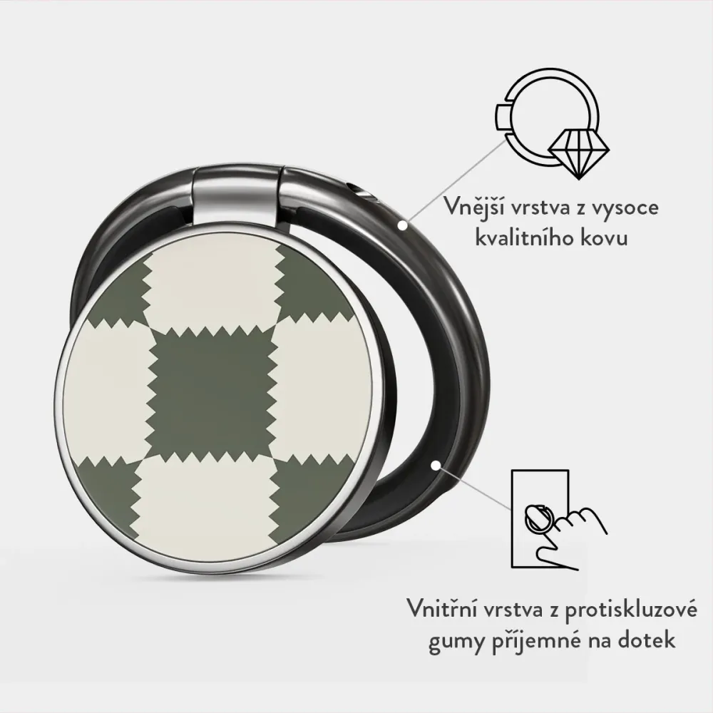 Retro Grid - Nalepovací držák na prst Antracitova BURGA CZ