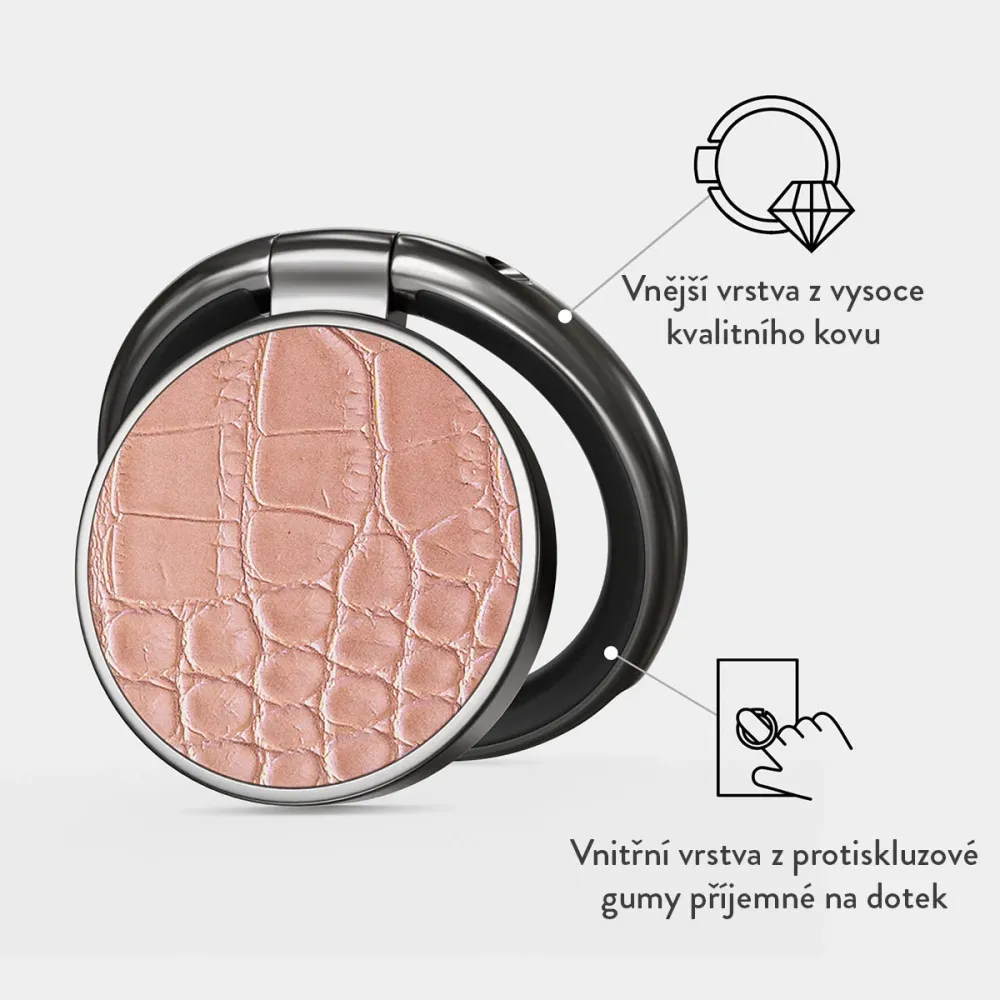 Pink Croco - Nalepovací držák na prst Antracitova