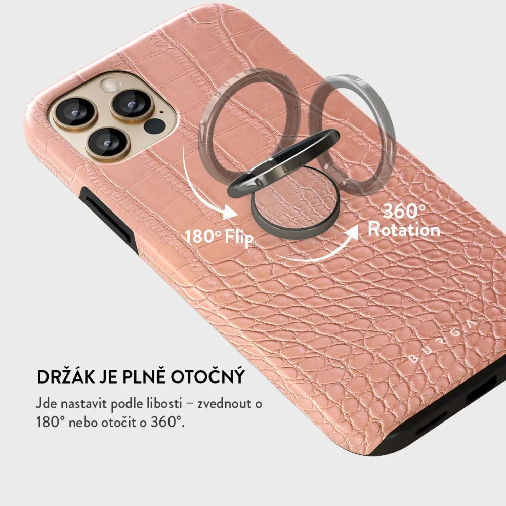 Pink Croco - Nalepovací držák na prst Antracitova
