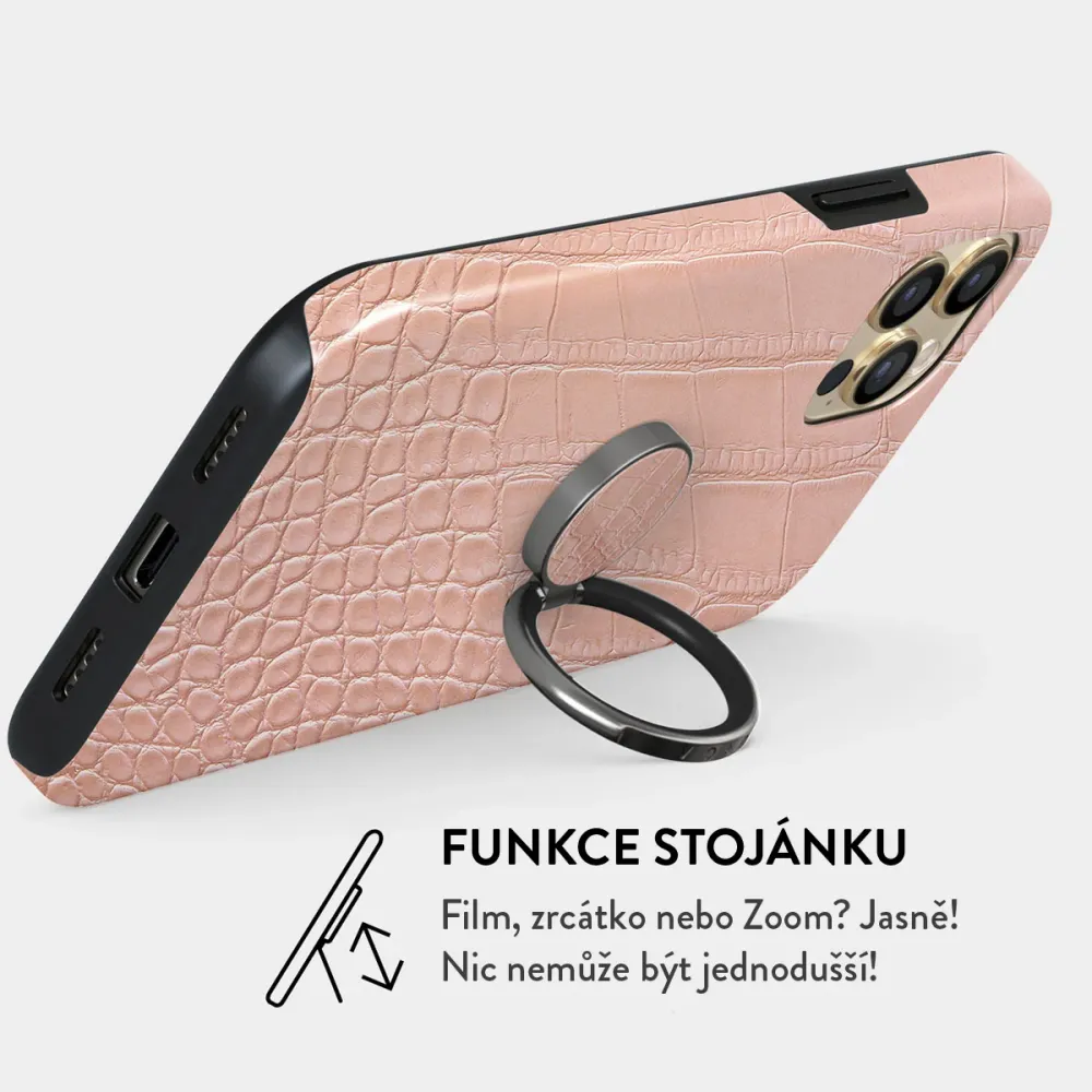Pink Croco - Nalepovací držák na prst Antracitova