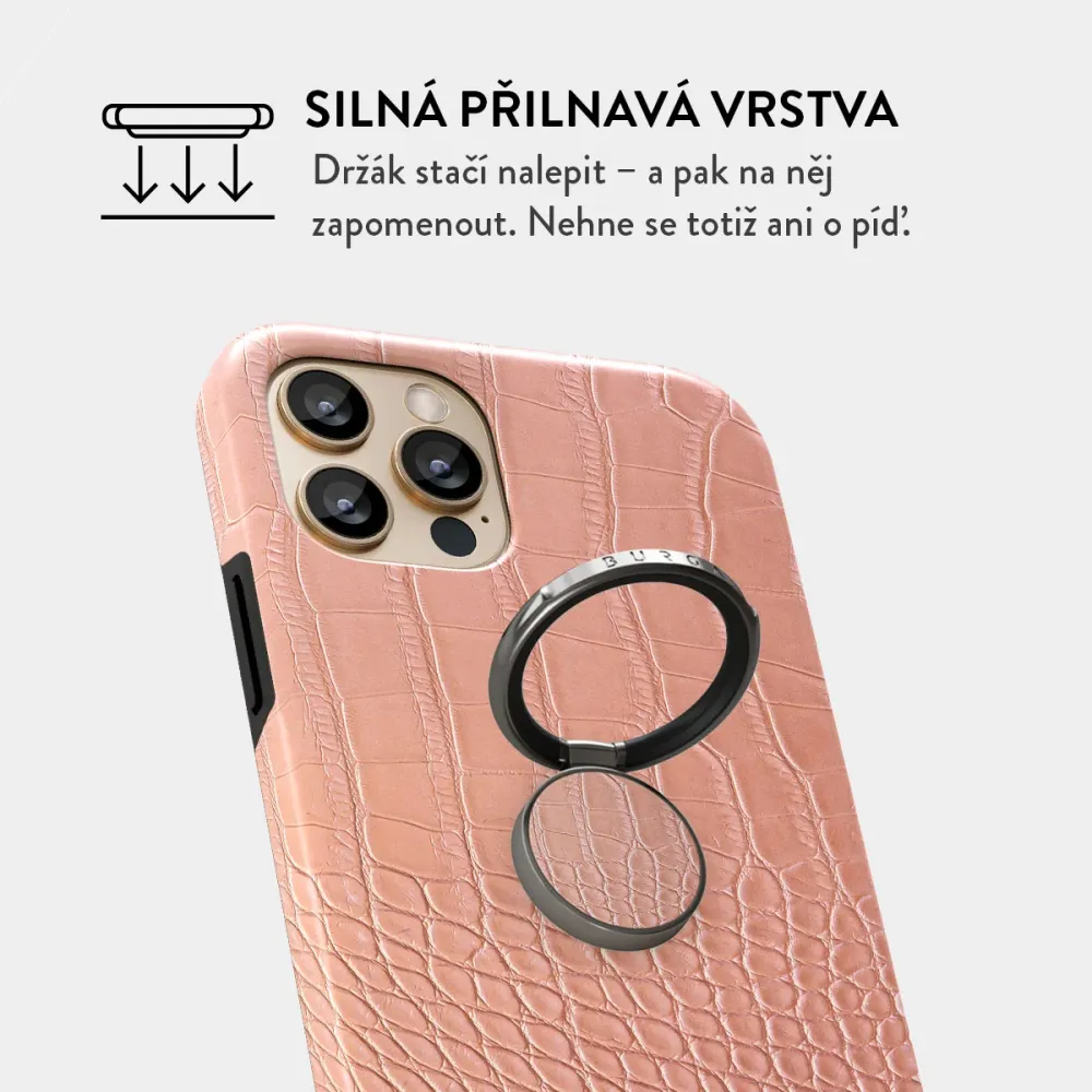 Pink Croco - Nalepovací držák na prst Antracitova