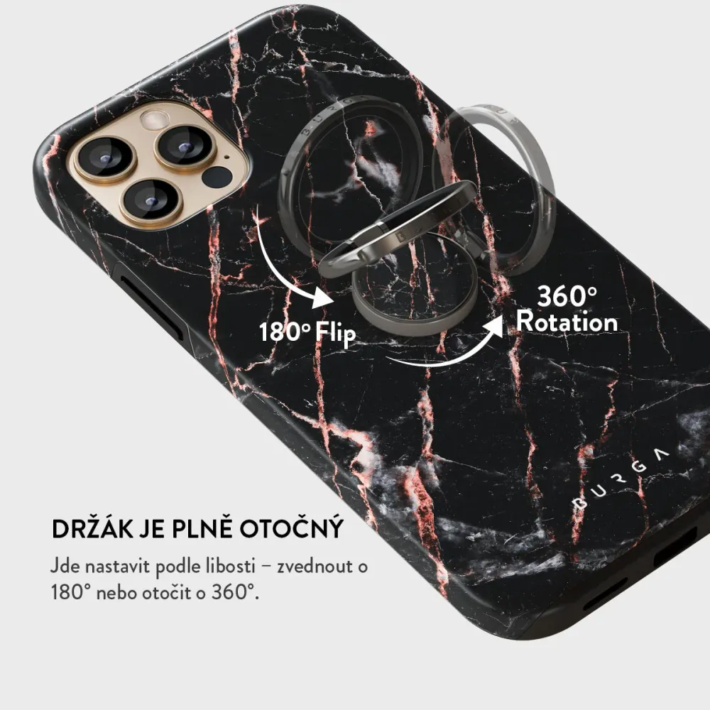 Rose Gold Marble - Nalepovací držák na prst Antracitova