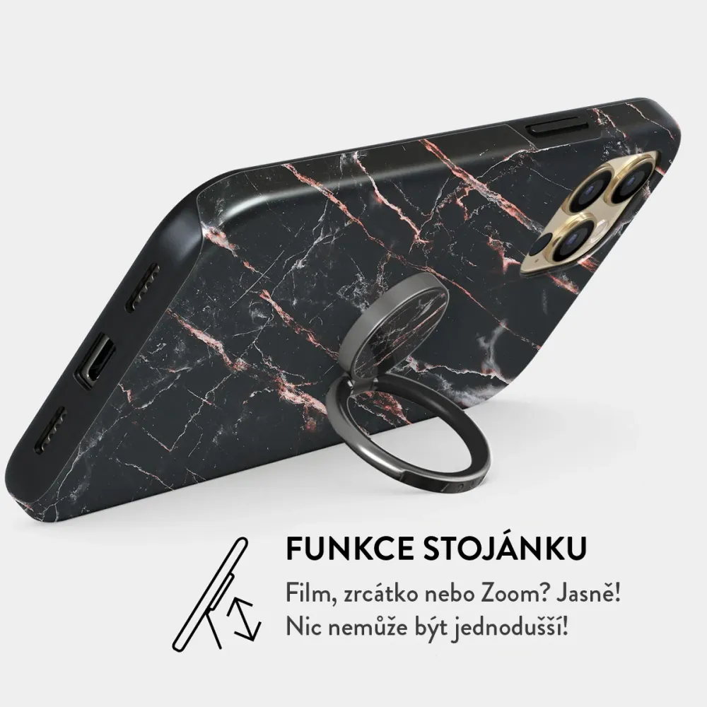 Rose Gold Marble - Nalepovací držák na prst Antracitova