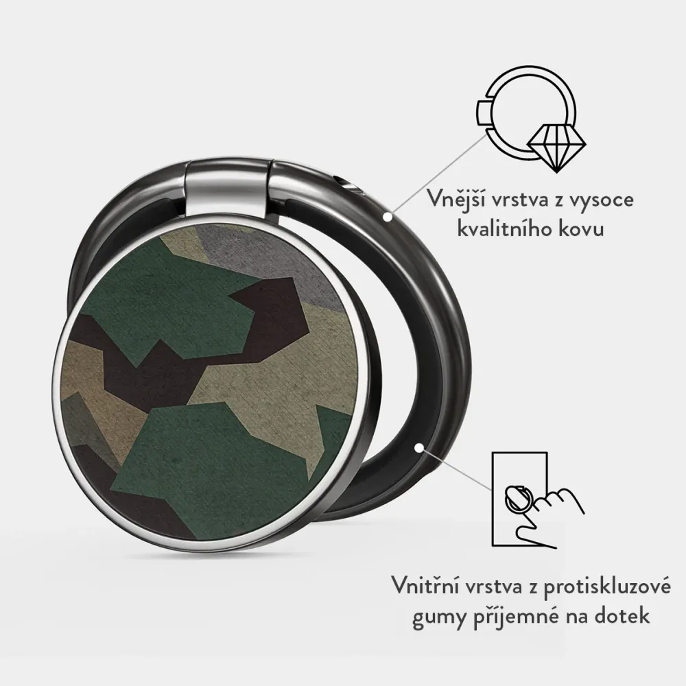Tropical Green Camo - Nalepovací držák na prst Antracitova
