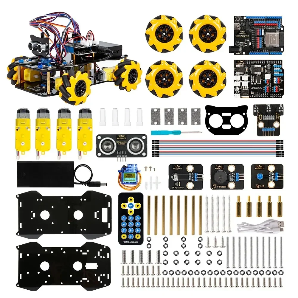 ACEBOTT ESP32 chytrá sada pro startování auta 4WD Mecanum kolo více-směrná