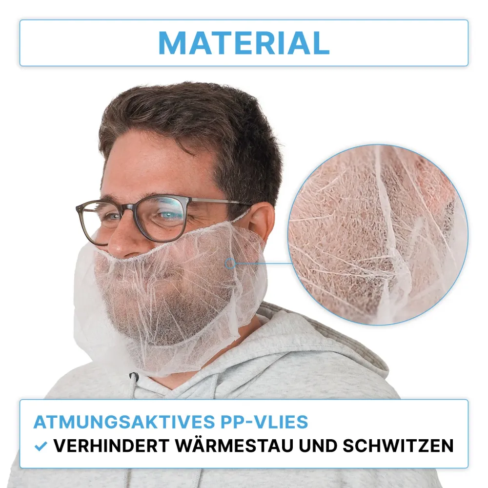 ARNOMED PP-Bartschutz Weiß, mit Gummizug, Einweg | Beutel (100 Stück)