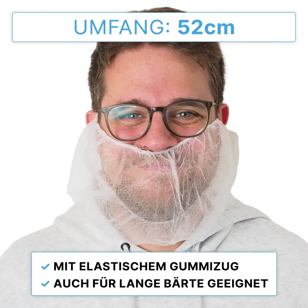 ARNOMED PP-Bartschutz Weiß, mit Gummizug, Einweg | Beutel (100 Stück)