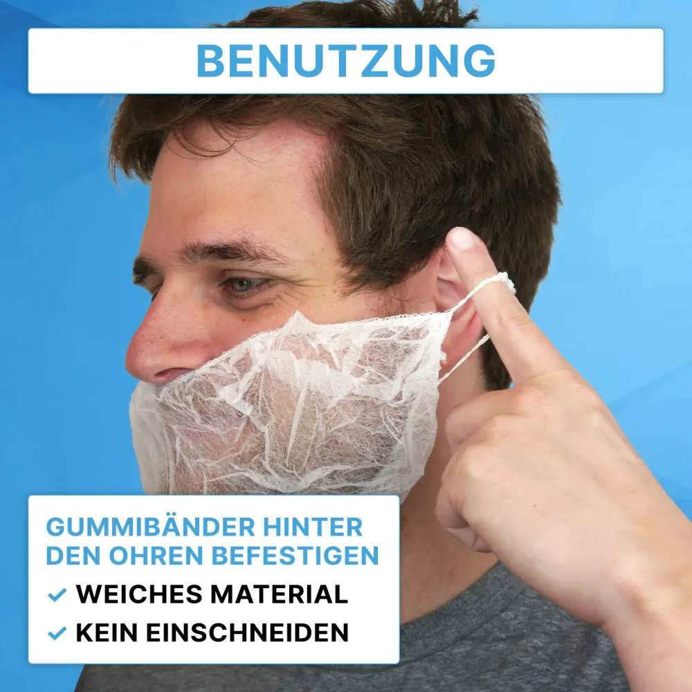 ARNOMED PP-Bartschutz Weiß, mit Gummizug, Einweg | Beutel (100 Stück)