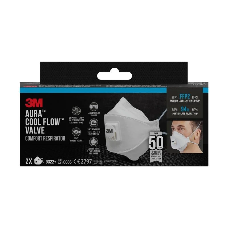 3M ™ AURA ™ Comfort Cool Flow ™ Masca de particule 9322+, FFP2, cu supapă