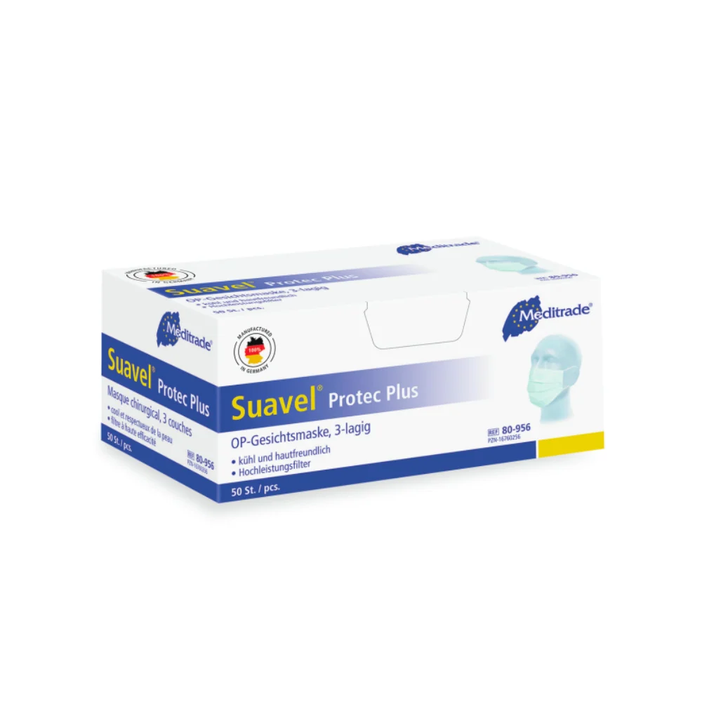 Auslaufartikel: Meditrade Suavel® Protec Plus OP-Maske, grün | Packung (50 Stück)