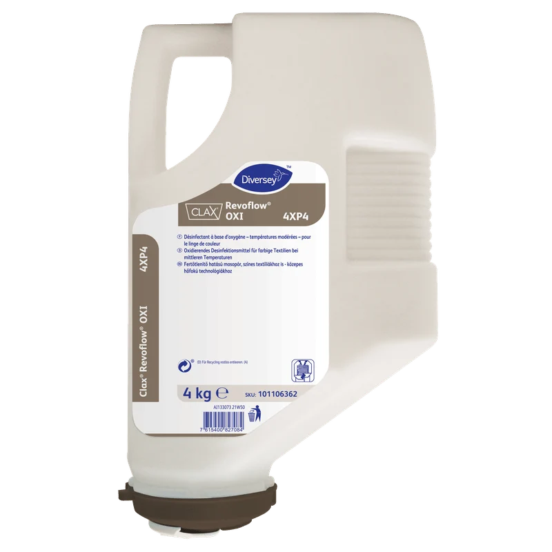 Clax Revoflow Oxi 4xP4*, powder and disinfectant powder form, effect even at low temperatures, RKI listing at 60 ° C washe...
