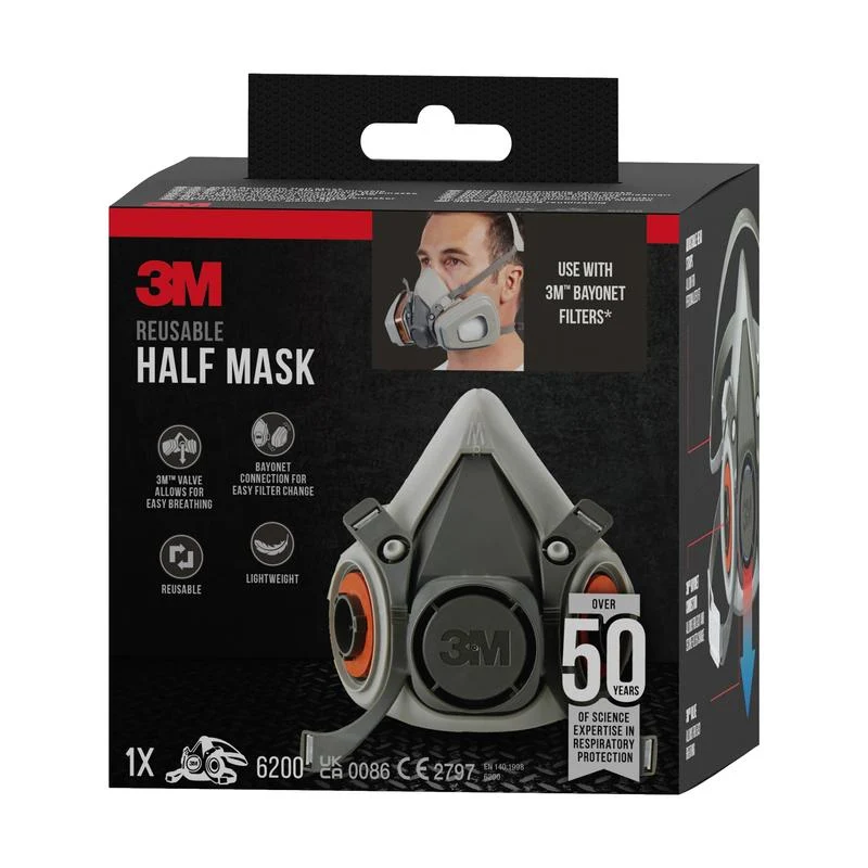 3M ™ Half Masked Housing 6200 Återanvändbara, medelstora | Pack (1 bit)