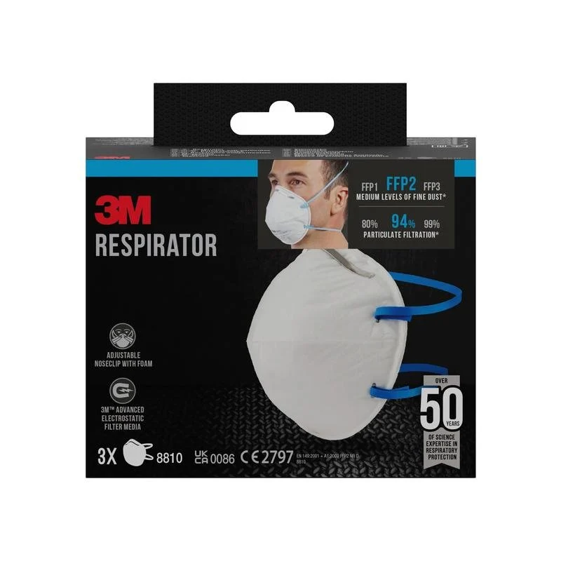 3M ™ partikelmask 8810, FFP2, utan ventil, 3-personers pack | Pack (1 bit)