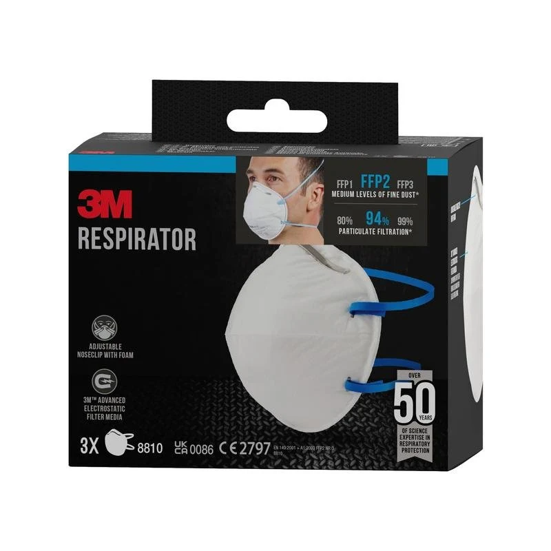 3M ™ partikelmask 8810, FFP2, utan ventil, 3-personers pack | Pack (1 bit)
