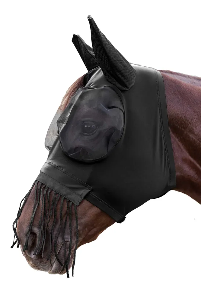Puck masque anti-mouches avec fermeture éclair et franges au niveau du nez Black C