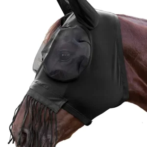 Puck masque anti-mouches avec fermeture éclair et franges au niveau du nez Black X-Full