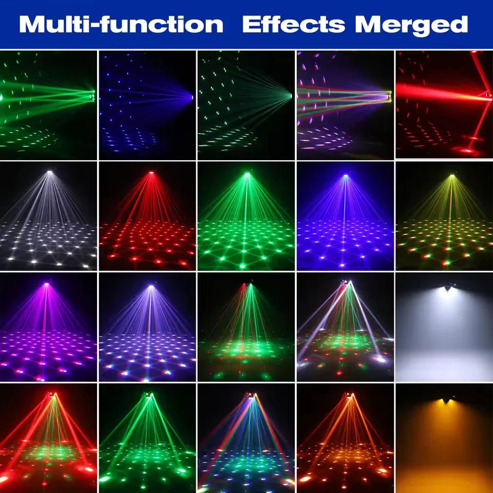 120W šestiramenné scénické světlo, Moving Head s RGBW 4v1 efektem DMX512 ovládáním, vhodné pro diskotéky, party, koncerty,...