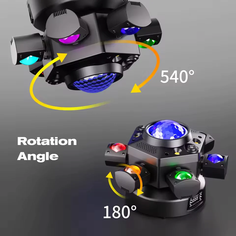 120W šestiramenné scénické světlo, Moving Head s RGBW 4v1 efektem DMX512 ovládáním, vhodné pro diskotéky, party, koncerty,...