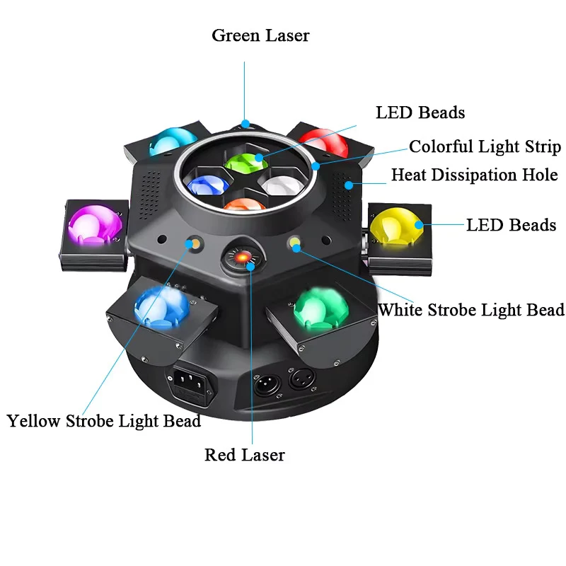 150W pohyblivý moving head světlomet, laserový stroboskopický efekt, DMX scénické světlo, plnobarevné LED světlo, rotující...