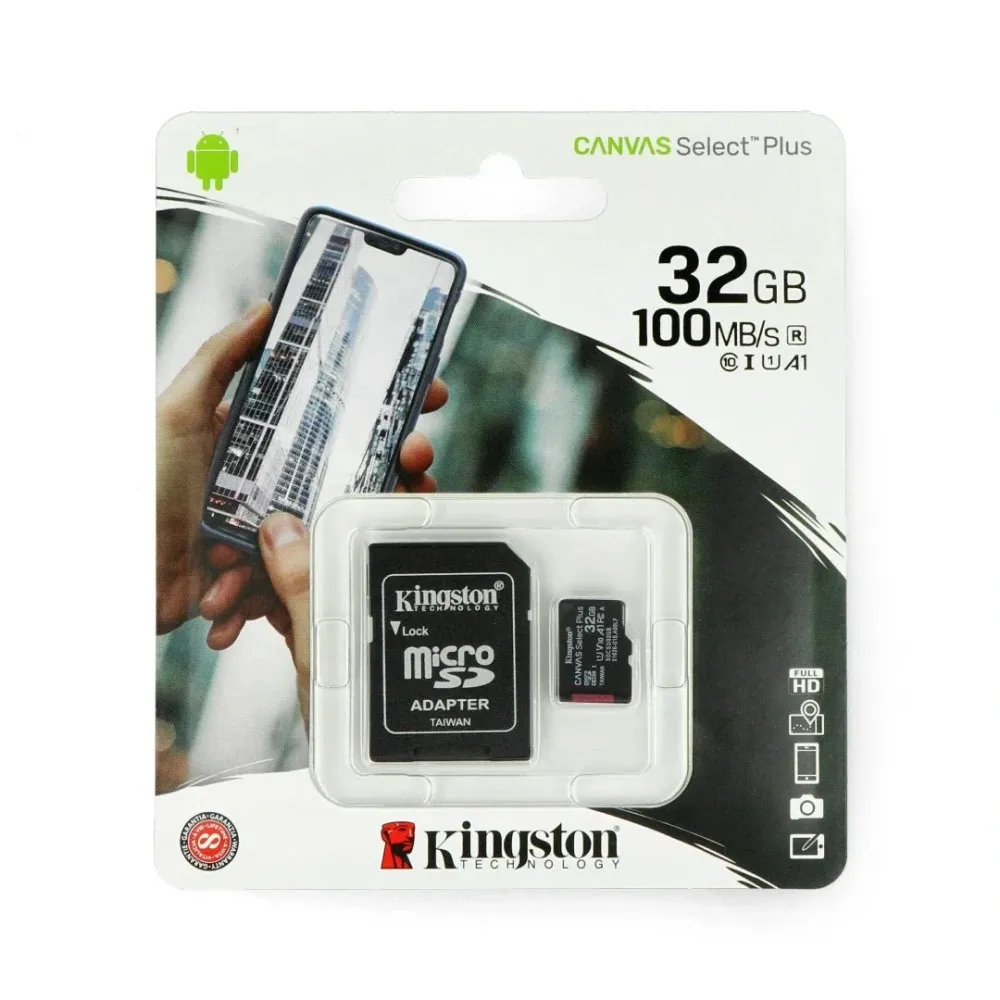 Paměťová karta Kingston Canvas Select Plus microSDHC 32 GB 100 MB/s UHS-I třídy 10 s adaptérem