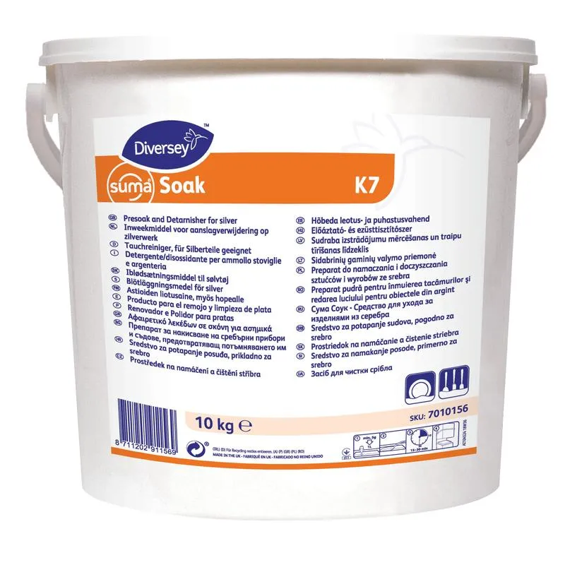 Suma Soak K7, poedervormige bestekreiniger, geschikt voor zilveren onderdelen | Emmer (10 kg)