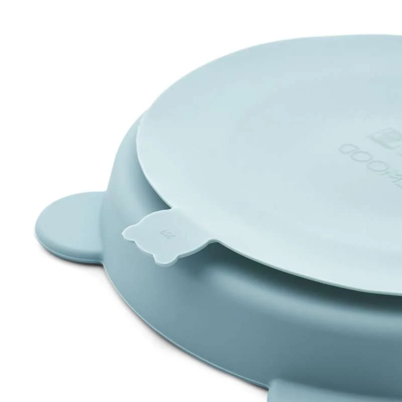 Liewood Stacy Skridsikker Ruminddelt Tallerken - 2-Pak - Sea Blue/Whale Blue