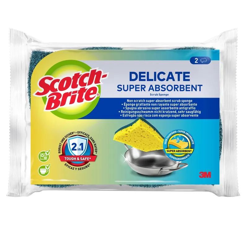 Scotch-Brite® Delicate nicht kratzender Naturfaser-Reinigungsschwamm, 2 Stück pro Packung | Packung (1 Stück)