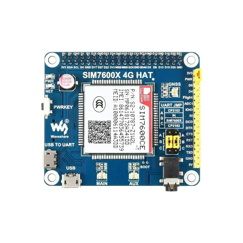 Waveshare SIM7600CE 4G HAT pro Raspberry Pi LTE Cat-4 Podpora 4G/3G/2G