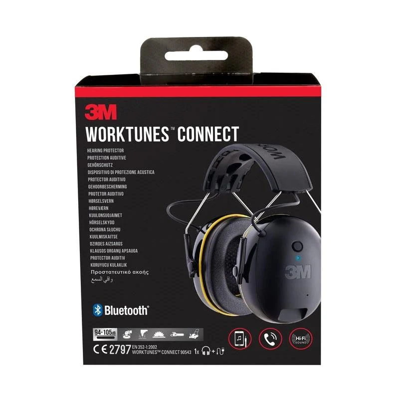 3M ™ WorkTunes ™ Connect Capsule Hearing Protection 90543E, Bluetooth®, SNR Value 31 DB, Black | Pack (1 bit)