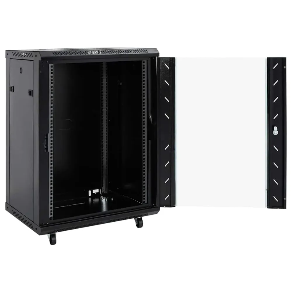 Síťový Kabinet S Úložištěm Černá 60 X 60 X 80 Cm Ocel