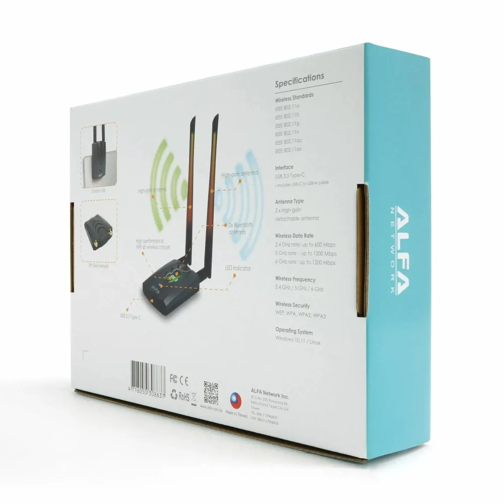 Alfa AWUS036AXML USB TYP C Wi-Fi adaptér