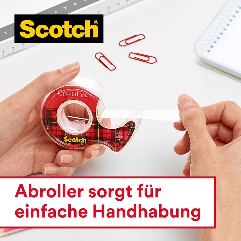Scotch® Crystal Klebeband 6-1915R3/2, Aktionspackung, 19 mm x 15 m, 2 Rollen+ 1 GRATIS-Rolle/Packung | Packung (1 Stück)