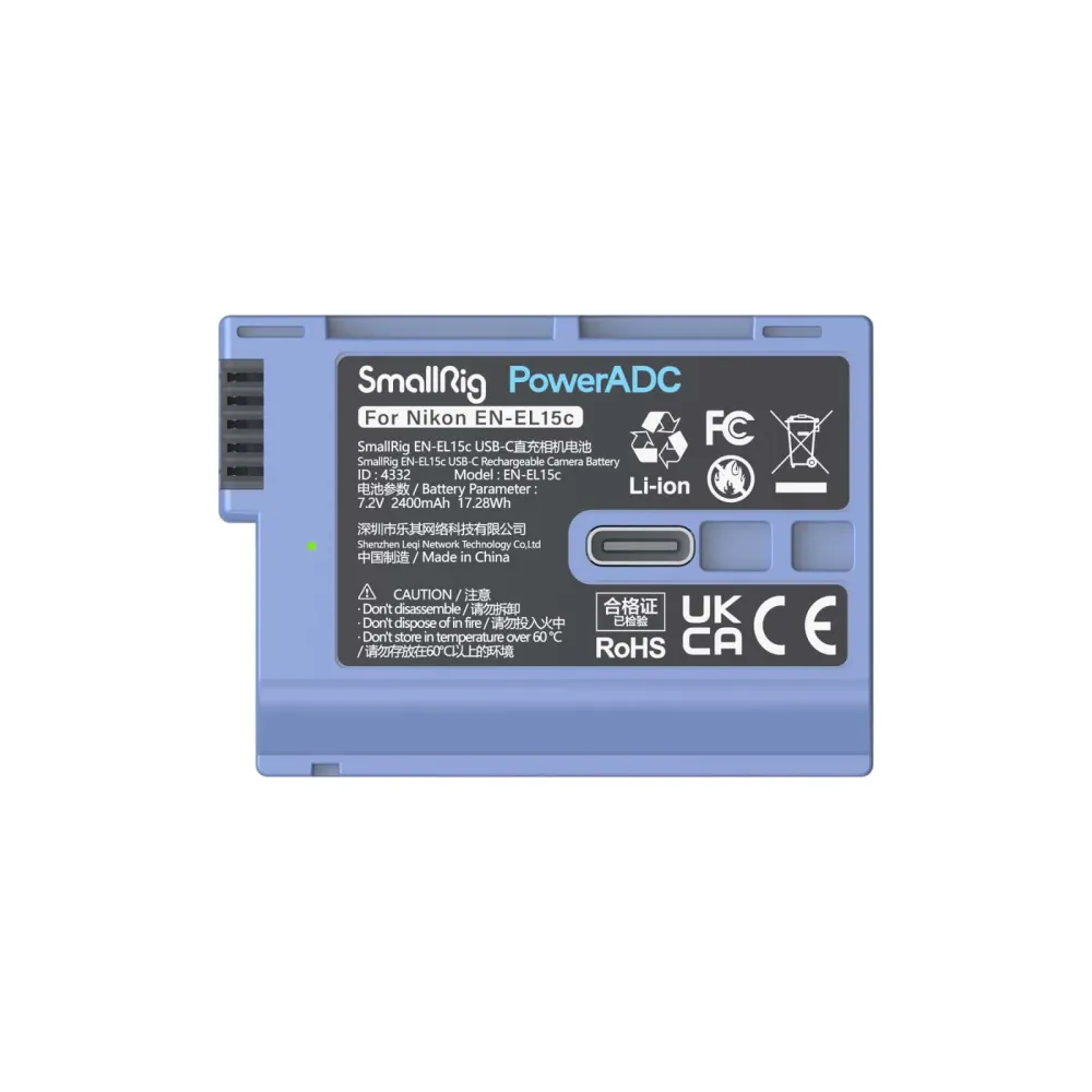 USB-C baterie (EN-EL15c) SmallRig 4332B pro Nikon Z8, Z6, Z6 II, Z6 III, Z7, Z7 II, Z5 II, Z5, D750, D850, D780