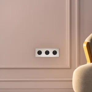 Kew Triple 3x French/Belgian Type E Socket - Polished Nickel | Black