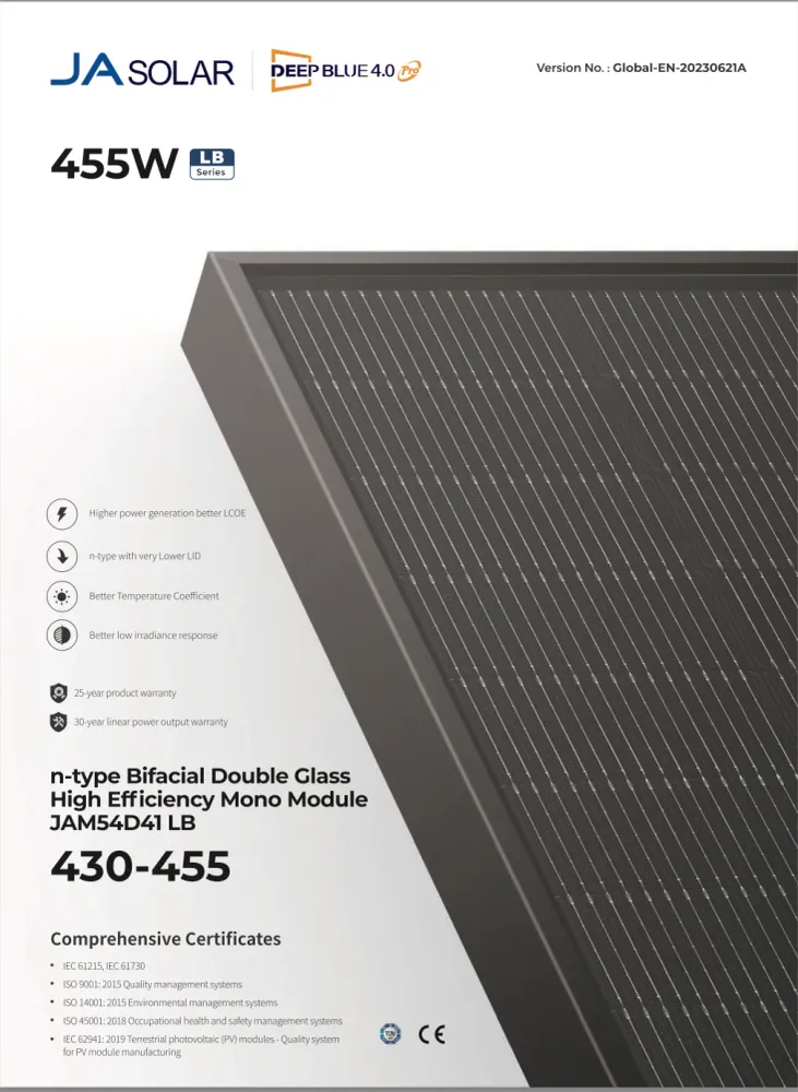 JASOLAR 450 Sklo/Sklo Bifaciální, FULLBLACK