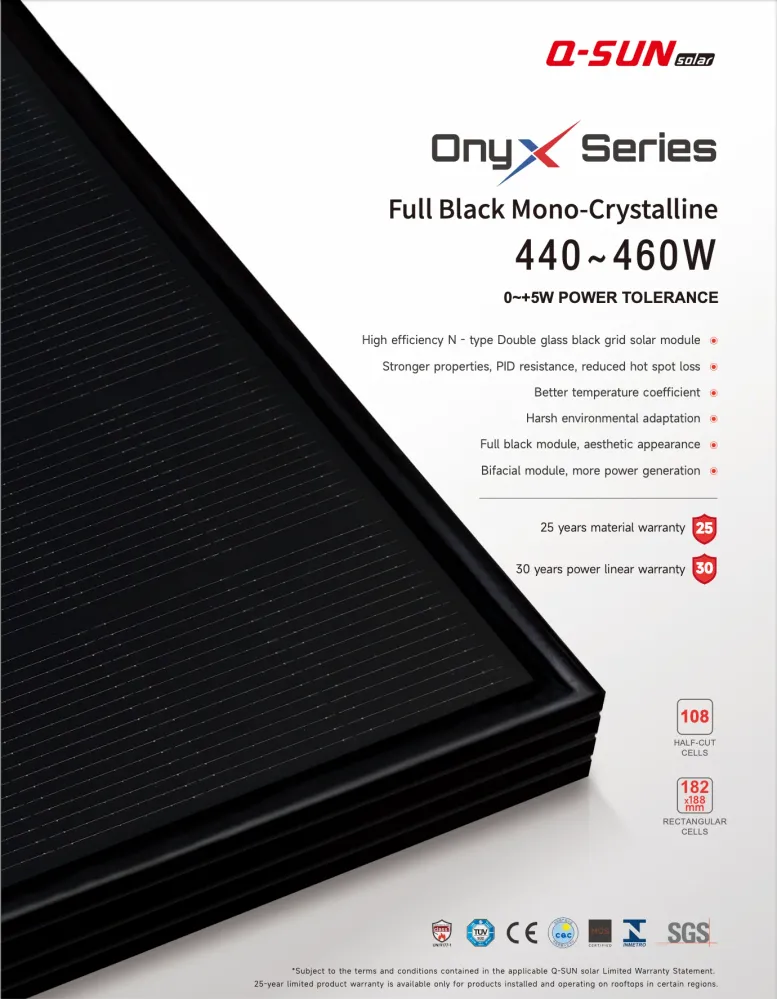 Q-SUN 455W Solarmodul Sklo/Sklo/Bifaciální FULLBLACK