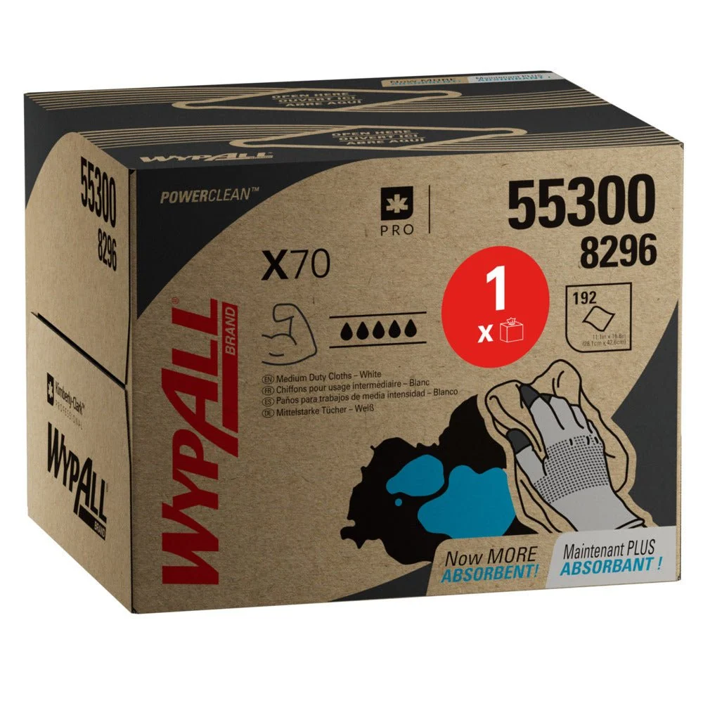 Wypall® X70 PowerClean - Brag ™ Box / White - 1 Brag Box X 200 Sheets | Pap (1 boks)