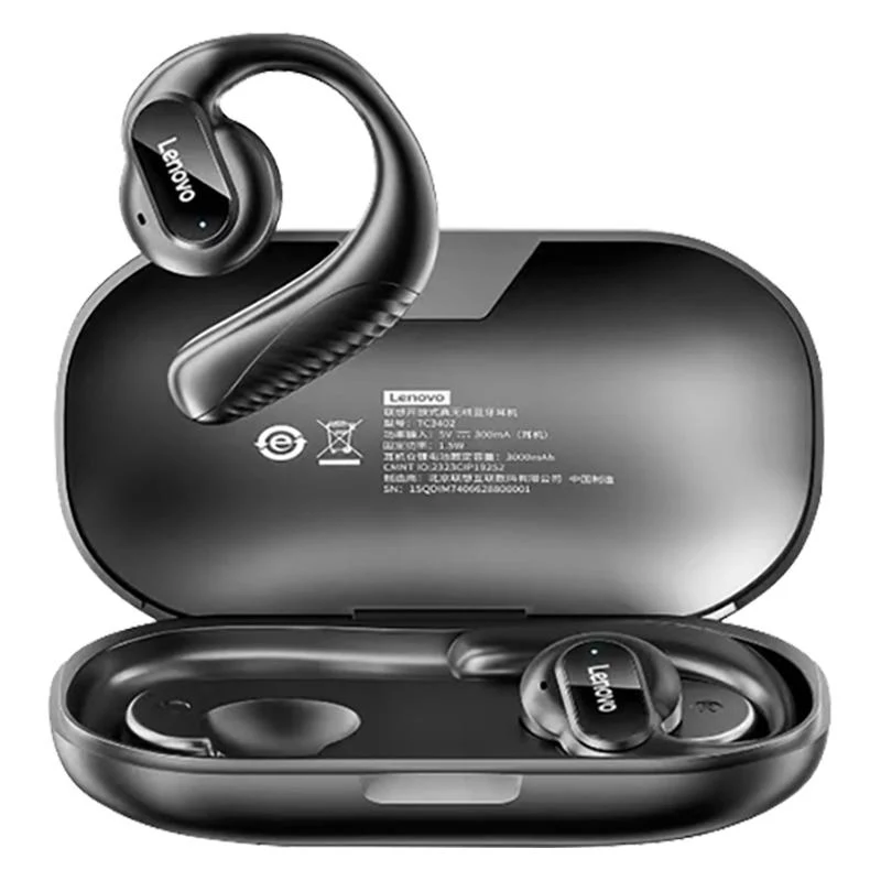 Lenovo TC3402 bezdrátová sluchátka TWS Bluetooth 5.3 s dvojitým 360° reproduktorem (černá)