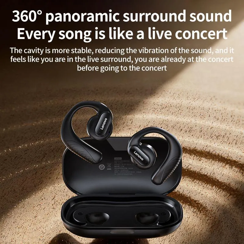 Lenovo TC3402 bezdrátová sluchátka TWS Bluetooth 5.3 s dvojitým 360° reproduktorem (černá)