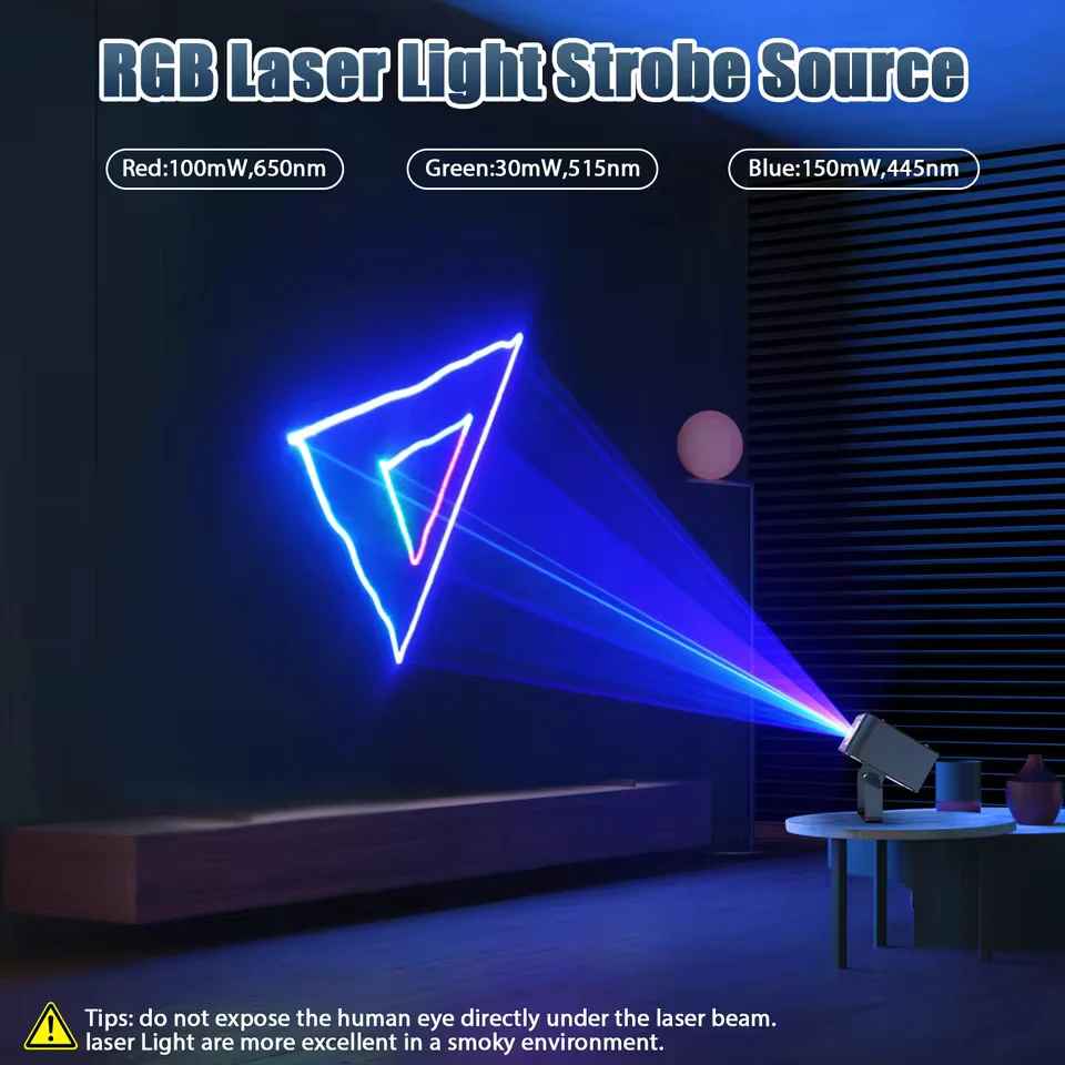 Laserový pódiový projektor s RGB laserovým skenováním světelnými paprskovými efekty, LED vnitřní osvětlení pro pódium – id...