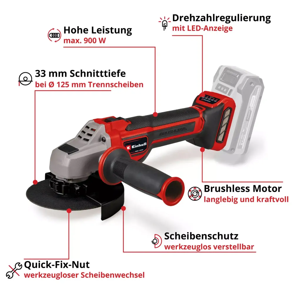 EINHELL Professional Akumulátorová úhlová bruska TP-AG 18/125 CE Q Li-Solo