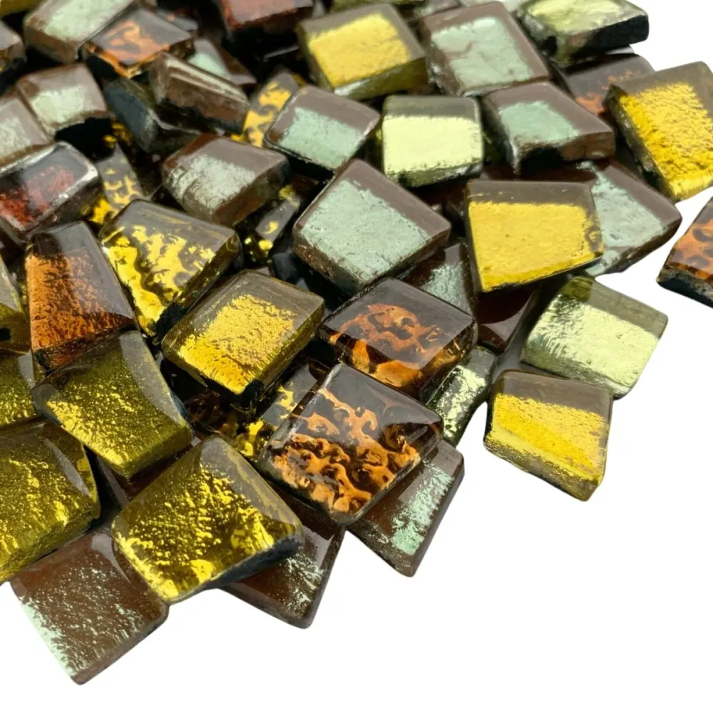 Skleněná dlaždice se zrcadlem Zlatá směs