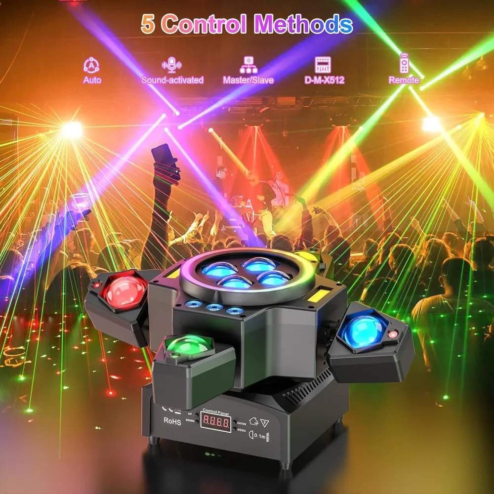 120W scénické světlo 4v1 RGBW pohyblivá hlava světelný efekt laserový reflektor party světlo s dálkovým ovládáním pro disk...