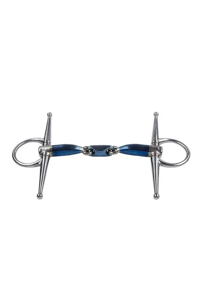 Wędzidło podwójnie łamane Sweet Iron z wąsami Blue 115 mm