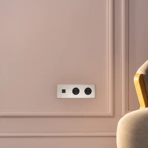 Kew Triple USB TYPE-C 30W & 2x Danish Type K Socket - Polished Nickel | Black