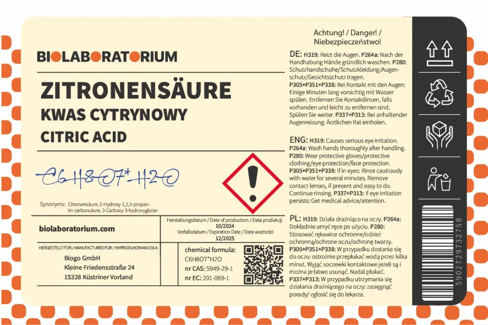 Kyselina citronová 5 kg BIOLABORATORIUM