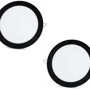 2 ks - SLIM LED panel černý rám studená bílá /6500K 18W / 1620Lm kruhový vestavný kulatý (napájecí zdroj součástí sestavy)...