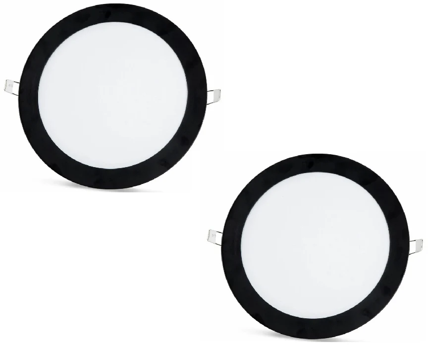 2 ks - SLIM LED panel černý rám studená bílá /6500K 18W / 1620Lm kruhový vestavný kulatý (napájecí zdroj součástí sestavy)...