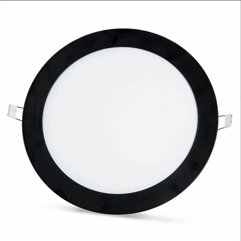 2 ks - SLIM LED panel černý rám studená bílá /6500K 18W / 1620Lm kruhový vestavný kulatý (napájecí zdroj součástí sestavy)...